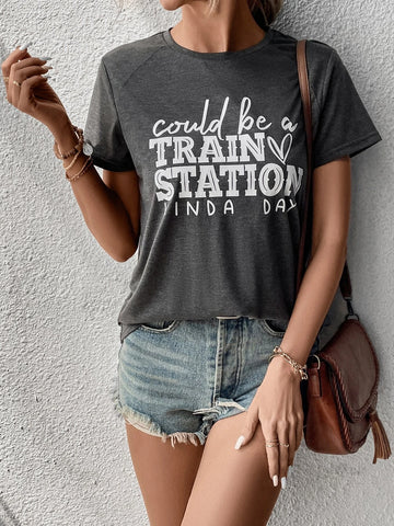 EMERY ROSE Slogan Graphic Tee