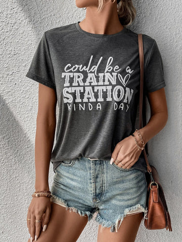 EMERY ROSE Slogan Graphic Tee