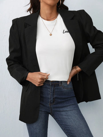 Frenchy Heart & Letter Graphic Frill Trim Tee