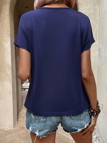 EMERY ROSE Contrast Trim Batwing Sleeve Tee