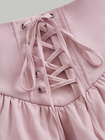 MOD Lace Up Front Two Layer Hem Skirt