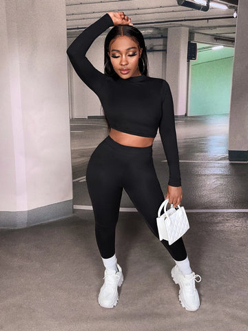 Solid Crop Tee & Leggings
