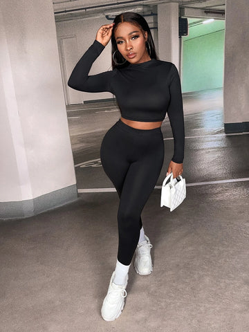 Solid Crop Tee & Leggings