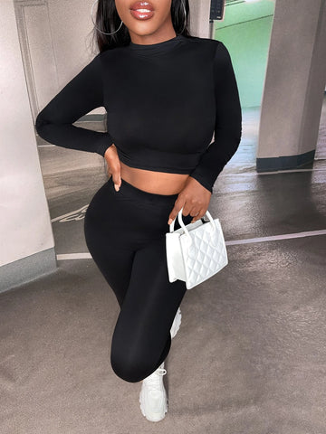 Solid Crop Tee & Leggings