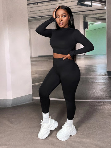 Solid Crop Tee & Leggings