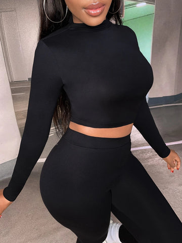 Solid Crop Tee & Leggings