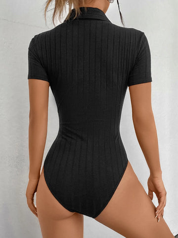Solid Ribbed Knit Bodysuit