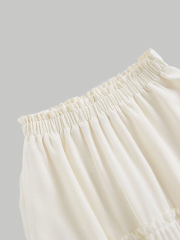 MOD Paperbag Waist Frill Trim Ruffle Hem Skirt