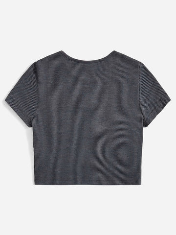 EZwear Ribbed Knit Crop Tee