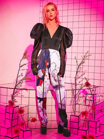 Figure Graphic Gigot Sleeve Jumpsuit