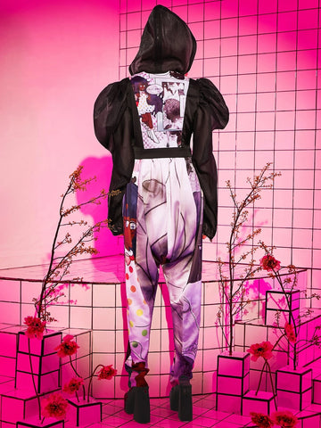 Figure Graphic Gigot Sleeve Jumpsuit
