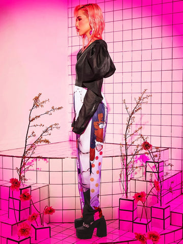 Figure Graphic Gigot Sleeve Jumpsuit
