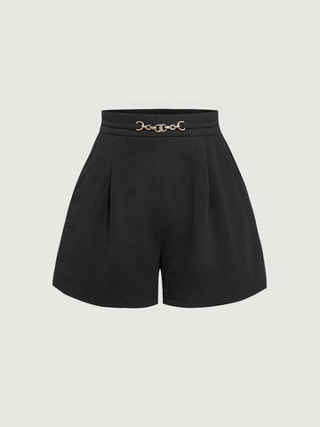 MOD Chain Detail Fold Pleated Shorts