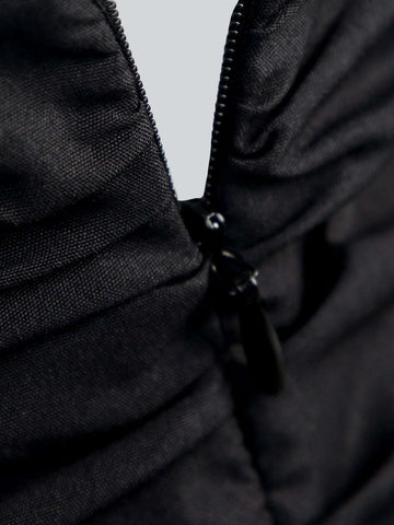 Ruched Ruffle Hem Skirt