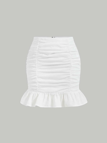 MOD Ruched Ruffle Hem Skirt