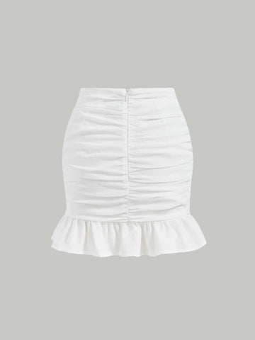 MOD Ruched Ruffle Hem Skirt