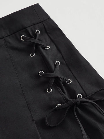 MOD Lace Up Side Pleated Hem Skirt