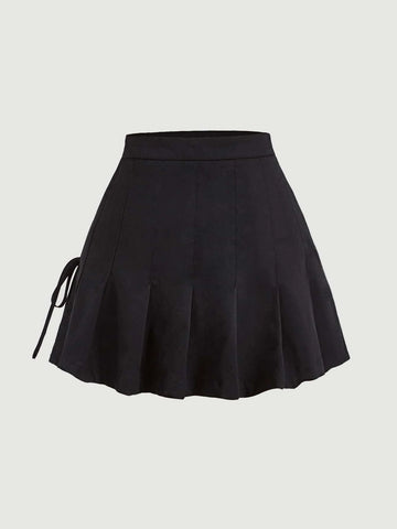 MOD Lace Up Side Pleated Hem Skirt
