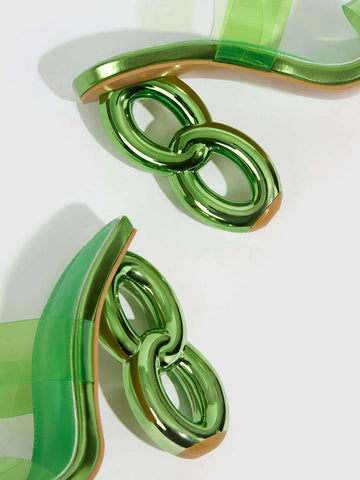 CUCCOO Trending Double Strap Sculptural Heeled Mule Sandals