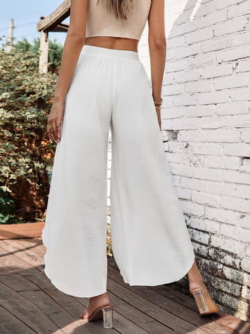EMERY ROSE Solid Tulip Hem Wide Leg Pants