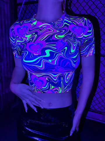 ICON Reflective Marble Print Crop Tee