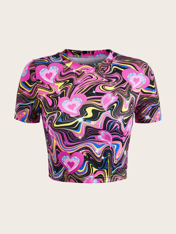 ICON Reflective Marble Print Crop Tee