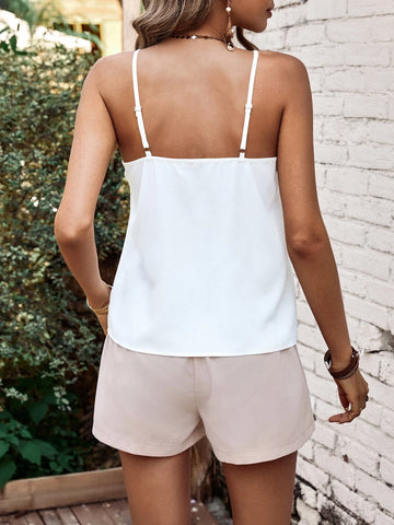 Solid Cami Top & Belted Shorts