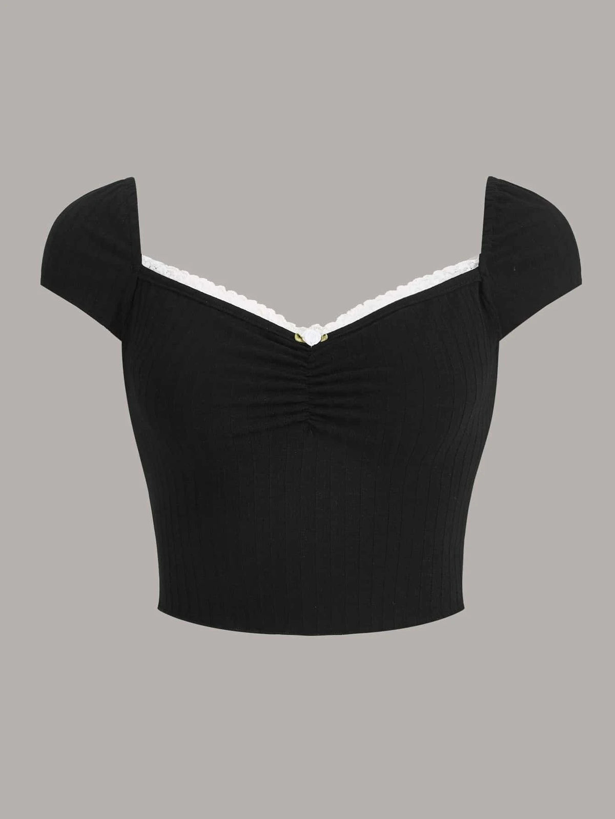 ICON Contrast Lace Ruched Bust Tee