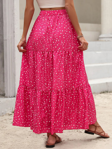 Polka Dot Ruffle Hem Skirt