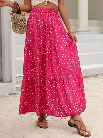 Polka Dot Ruffle Hem Skirt