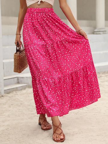 Polka Dot Ruffle Hem Skirt