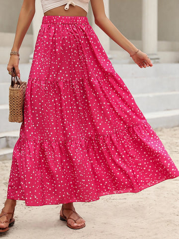 Polka Dot Ruffle Hem Skirt