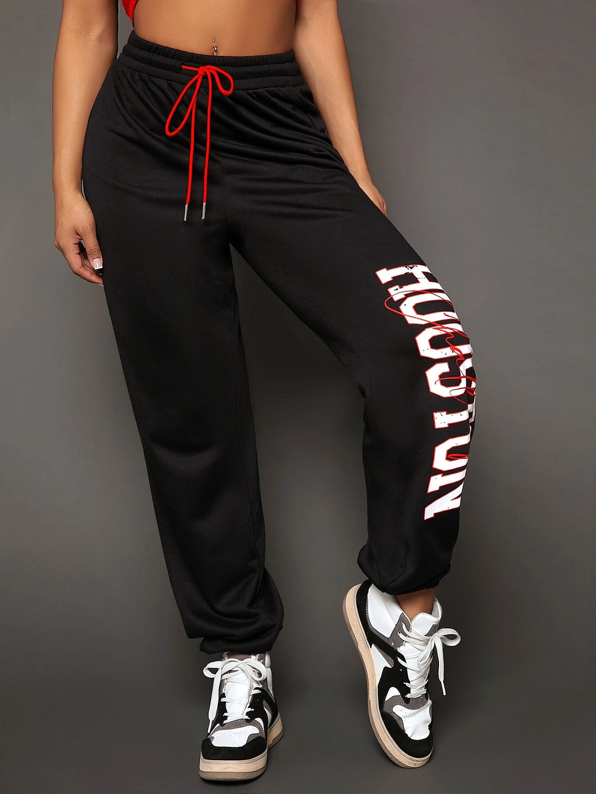 SXY Letter Graphic Drawstring Waist Sweatpants