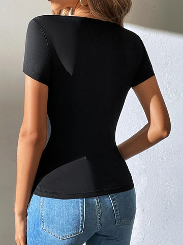 Tall Solid Deep V Neck Tee