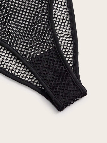 Cut Out Mesh Cami Bodysuit