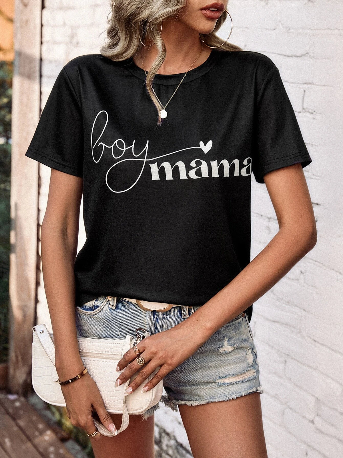 EMERY ROSE Heart & Letter Graphic Tee