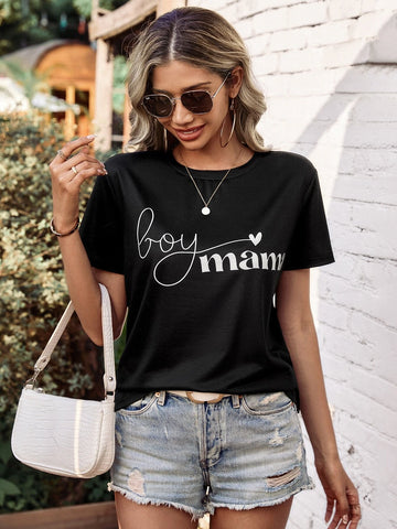 EMERY ROSE Heart & Letter Graphic Tee