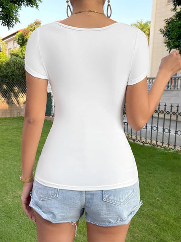 SXY Solid Square Neck Tee