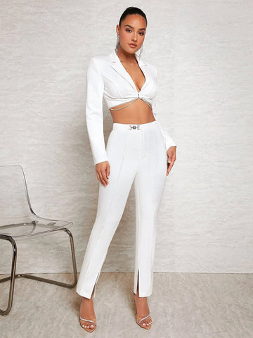 BAE Chain Detail Split Hem Pants
