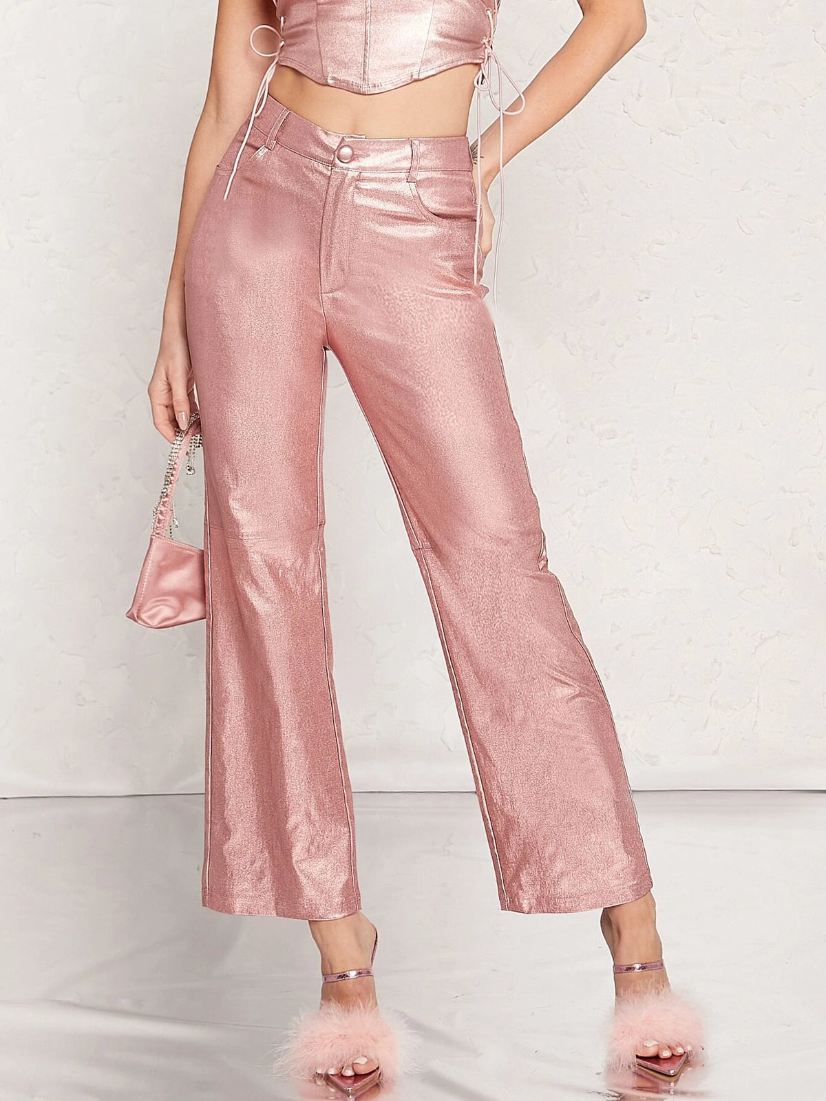 BAE High Waist Straight Leg PU Leather Pants