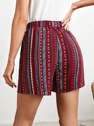 EMERY ROSE Geo Print Tassel Tie Waist Shorts