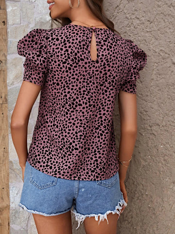 EMERY ROSE Allover Print Puff Sleeve Blouse