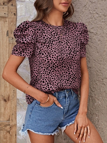 EMERY ROSE Allover Print Puff Sleeve Blouse