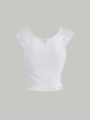 MOD Solid Lace Trim Tee