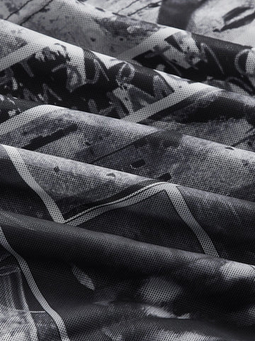 Eye Print Asymmetrical Hem Mesh Tube Top & Bodycon Skirt