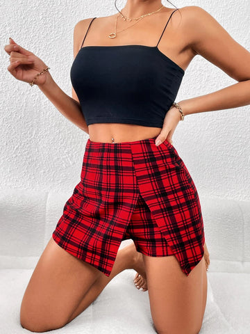 Unity Plaid Print Split Hem Skort