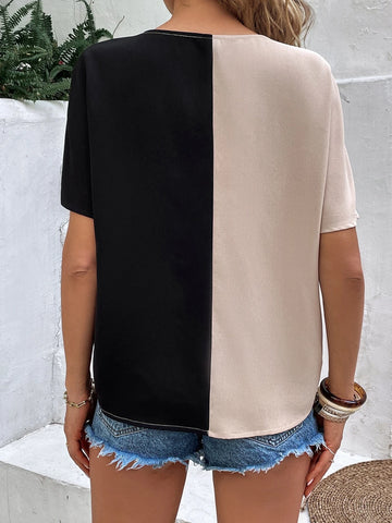 EMERY ROSE Two Tone Batwing Sleeve Blouse
