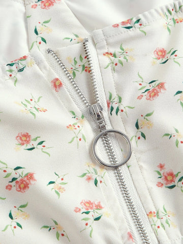 Ditsy Floral Print Cami Top & Two Layer Hem Skirt