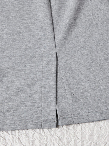 EZwear Letter Patched Detail Split Back Pencil Skirt