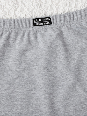 EZwear Letter Patched Detail Split Back Pencil Skirt